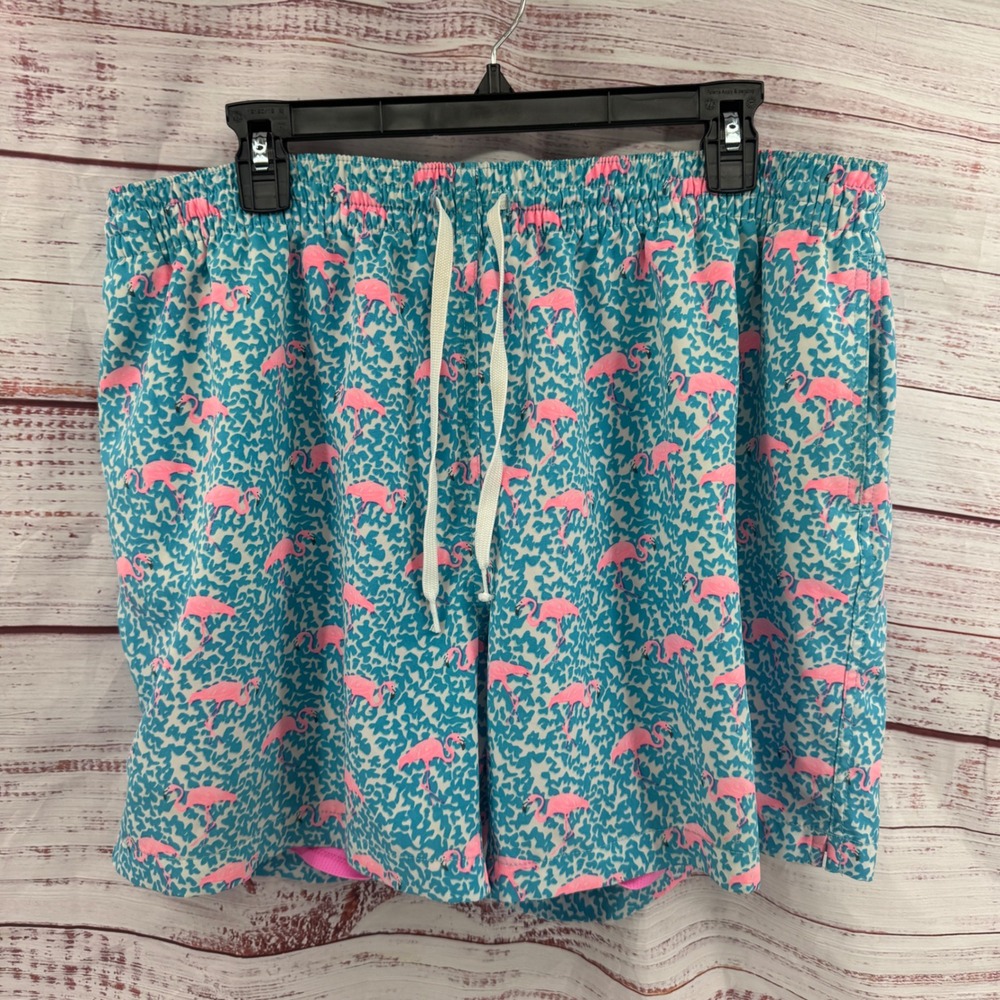 Chubbies Shorts Mens 2XL Pink Flamingo Print 5.5" Inseam‎ Swim Trunks Mesh Liner